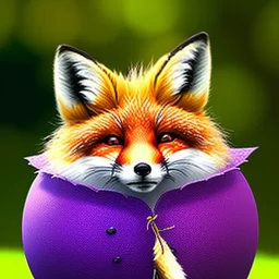 cute little Fox with big, round He lives in a purple nest in the forest and loves to go out and greet the animals he meets along the way. curious and helpful