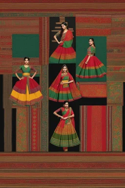 Aesthetic, 3D, Digitized, Hyper realistic, Surreal, Mesmeric, "Assamese Ethnic Tribal / Traditional Woven Women Attire" & Textile (Handloom) Industry themed Mekhela Chador (The bottom half of this distinct dress is called the 'Mekhela ', a round fit used waist downwards over a petticoat) designs, **Featured Designs:** A young, spirited artist who effortlessly blends traditional Assamese textiles with modern accessories, creating a fusion of old and new. **Appearance:** fictional female model end