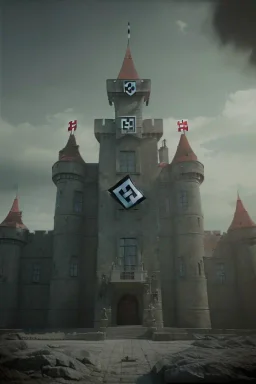 Nazi castle with nazi flag