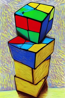 Rubik's cube in the style of van gogh