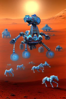 fractal robot horse herd on mars psychedelic