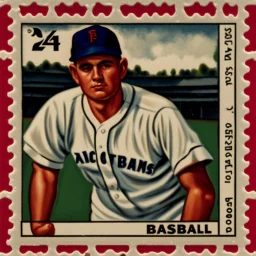 Baseball card on a postage stamp