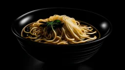 fresh chinese noodle on black background