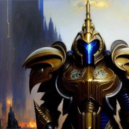 portrait 'Tempest Protoss Unit-Starcraft' ancient metal armor ,painting by gaston bussiere, greg rutkowski, yoji shinkawa, yoshitaka amano, tsutomu nihei, donato giancola, tim hildebrandt, oil on canvas, cinematic composition, extreme detail,fit full head inside picture,16k