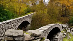 stone and brick bridge across a rocky ravine