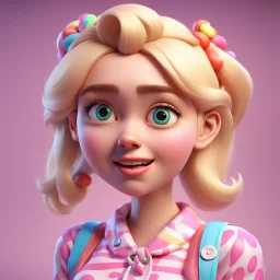 candy girl teenager, stylized 3d. pixar, blonde