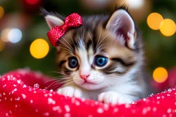 closeup, teacup kitten for christmas