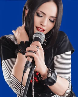 female Singer with microphone