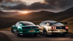 Bentley and Mustang merged ,rear view, desktop wallpaper, 4K, Cinematic