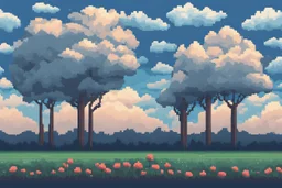 SKY WITH CLOUDS BACKGROUND PIXEL ART