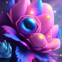 Flower glitter pink and blue in a galactic ambiance, delicate colors in the foreground, full of details, smooth, light effect，vaporwave colorful, smooth, extremely sharp detail, finely tuned detail, ultra high definition, 8 k, unreal engine 5, ultra sharp focus