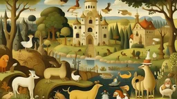 A kingdom with animals painted by Edward Hicks