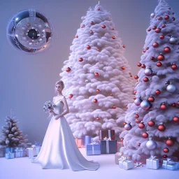 christmas ambience, bridal model, cinema 4d, octane render, high detail