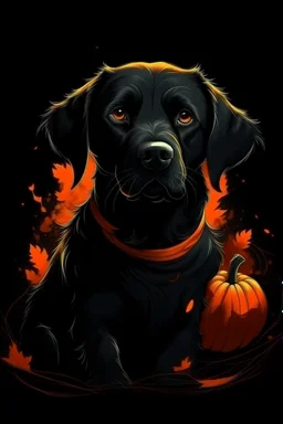 graphic Halloween, black dog, furry