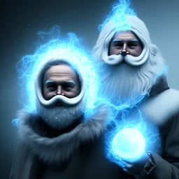 All Black Santa, ghost, wearing high tech mask, white smoke, dark, rage, high definition, ultra 8 k, volumetric lighting, blue fire, fog red rain