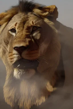 A man eating a lion