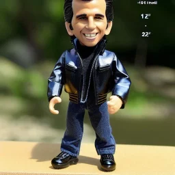 figure smile "the fonz" Fonzie arthur fonzarelli young greaser jacket winkler toy doll face boot (plastic black hair) full body in package (two thumbsup) 2022