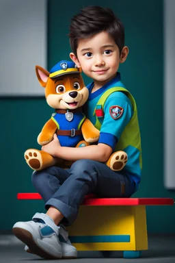 a young boy sitting on a shelf holding a teddy bear, inspired by Ayshia Taşkın, paw patrol, viral photo, medical background, inspired by Farel Dalrymple, press release, 5 years old, bian luan, video, brainwashing, shirt, h 6 4 0, description, uncropped, game maker, baki