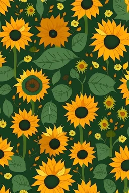Infinite pattern, tilable, flat texture, leaves, sunflowers, nature, wool, photorealistics effects,