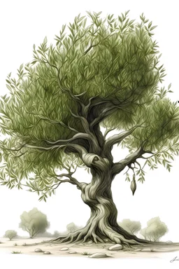 unique olive tree drawing