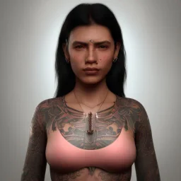 colombian woman with chest tattoos