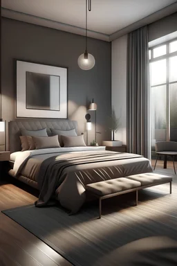 hiper realistic image of a contemporany bedroom