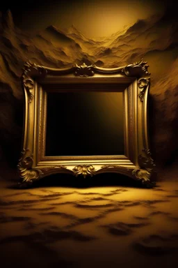 Here is a suggestion for the phrase you can use: "Imagine a golden picture frame hanging on the mud wall of an Arab-inspired room, waiting to showcase a beautiful image." Feel free to modify it according to your preferences and requirements.