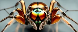 A digital photograph of a spider fly stealth-fighter-jet hybrid with psionic abilities, 8 eyes, layered, 64k, anatomically correct, 3d, organic surrealism, photorealistic, steampunk, biopunk, cyberpunk, retrofuturism, bilateral symmetry