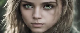 Photoreal gorgeous shot of beautiful young girl with one gold and one green eye, warrior, strong, sad, resilient, forgotten realms fantasy style by lee jeffries, otherworldly creature, in the style of fantasy movies, shot on Hasselblad h6d-400c, zeiss prime lens, bokeh like f/0.8, tilt-shift lens, 8k, high detail, smooth render, unreal engine 5, cinema 4d, HDR, dust effect, vivid color