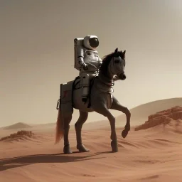 Riding horse astronaut mars