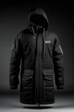 Men's coat black and contains the word jiks