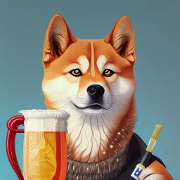 Doge, shiba inu, drinking weisbier, german beer, ethereal aura