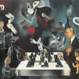 Complex Surgical Instruments,Putin,President Xi jinping,Joe Biden Play Chess with a Newborn Boy,black background,surrealism,minimalism,Painting By Adrian Ghenie,Michelangelo,Rene Magritte,Lucian Freud,Salvador Dali,Pablo Picasso