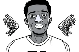 Black guy with an oversized nose, saying, "ME HUELE A PEGASUS". Illustration in line art, red, black and white colors