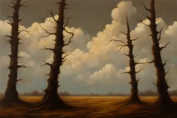 Trees, clouds, 2000's gothic films influence, friedrich eckenfelder impressionism painting