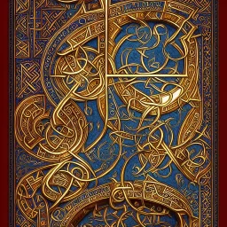 Book of Kells table of contents page, the letter T, a highly detailed illustration, realistic render, 8 k, micro detail, intricate, elegant, centered, digital painting, Artstation, smooth, sharp focus, illustration, artgerm