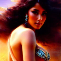 Drawing of beautiful face,busty Dejah Thoris,sweet stare,Mars,desert,minimal ancient armor, balanciaga fashion clothe painting by gaston bussiere, greg rutkowski, yoji shinkawa, yoshitaka amano, tsutomu nihei, donato giancola, tim hildebrandt, oil on canvas, cinematic composition, extreme detail,fit full head inside picture,16k