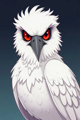 albino raven, female, norse bird, Red eyes, cartoon style