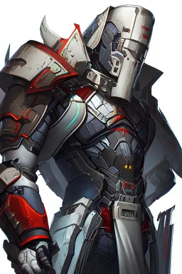 Fully armored cyberpunk samurai, photorealistic