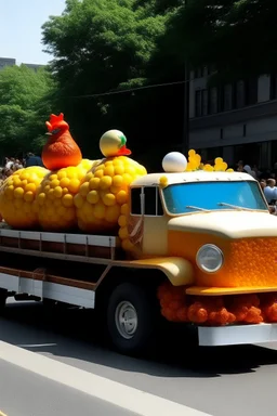 chicken drumstick float in a parade