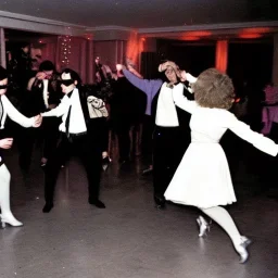 1980s photo of new years eve cats dancing