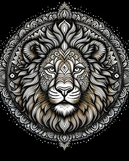 mandala lion, coloring page, with photo realistic concept art no background, black and white still, digital Art, perfect composition, beautiful detailed intricate insanely detailed octane render trending on artstation, 8 k artistic photography, photorealistic concept art, soft natural volumetric cinematic perfect light, chiaroscuro, award - winning photograph, masterpiece, oil on canvas, raphael, caravaggio, greg rutkowski, beeple, beksinski, giger, black and white still, digital Art, perfect c