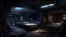 star wars, imperial sleeping quarters, dark lighting, crew