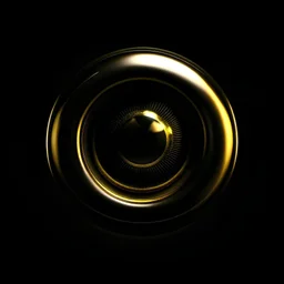 goldplatte auf schwarzem hintergrund wo sich ein auge reflektiert