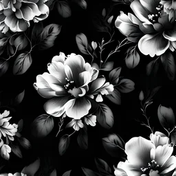 Seamless floral design water colour digital paper black background