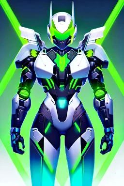 Cyborg symbiote, white color, green color, tendrils, high tech, cyberpunk, biopunk, membrane wings, carbon fiber