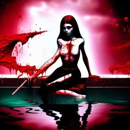 dead girl floating in pool of blood