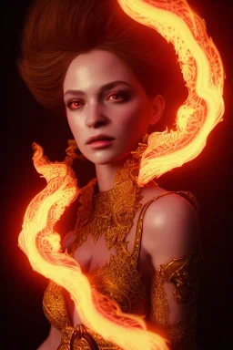 portrait of princes set in magic fire, cinematic lighting, photorealistic, realistic, detailed, volumetric light and shadow, hyper HD, octane render, unreal engine 5 insanely detailed and intricate, hypermaximalist, elegant, ornate, hyper-realistic, super detailed --v 4