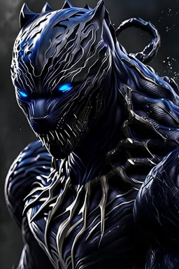 10k hyper realistic detailed The Black panther fused with venom symbiote