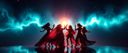 From the shadows, they rise, with a spark in their eyes, Ethereal echoes of a world we once knew, With the glam and the glamor, we reach for the skies, Cosmic rhythms pull us through, [Chorus] Suti came for our world, with the power to ignite, Dancing through the stars, we find our light.